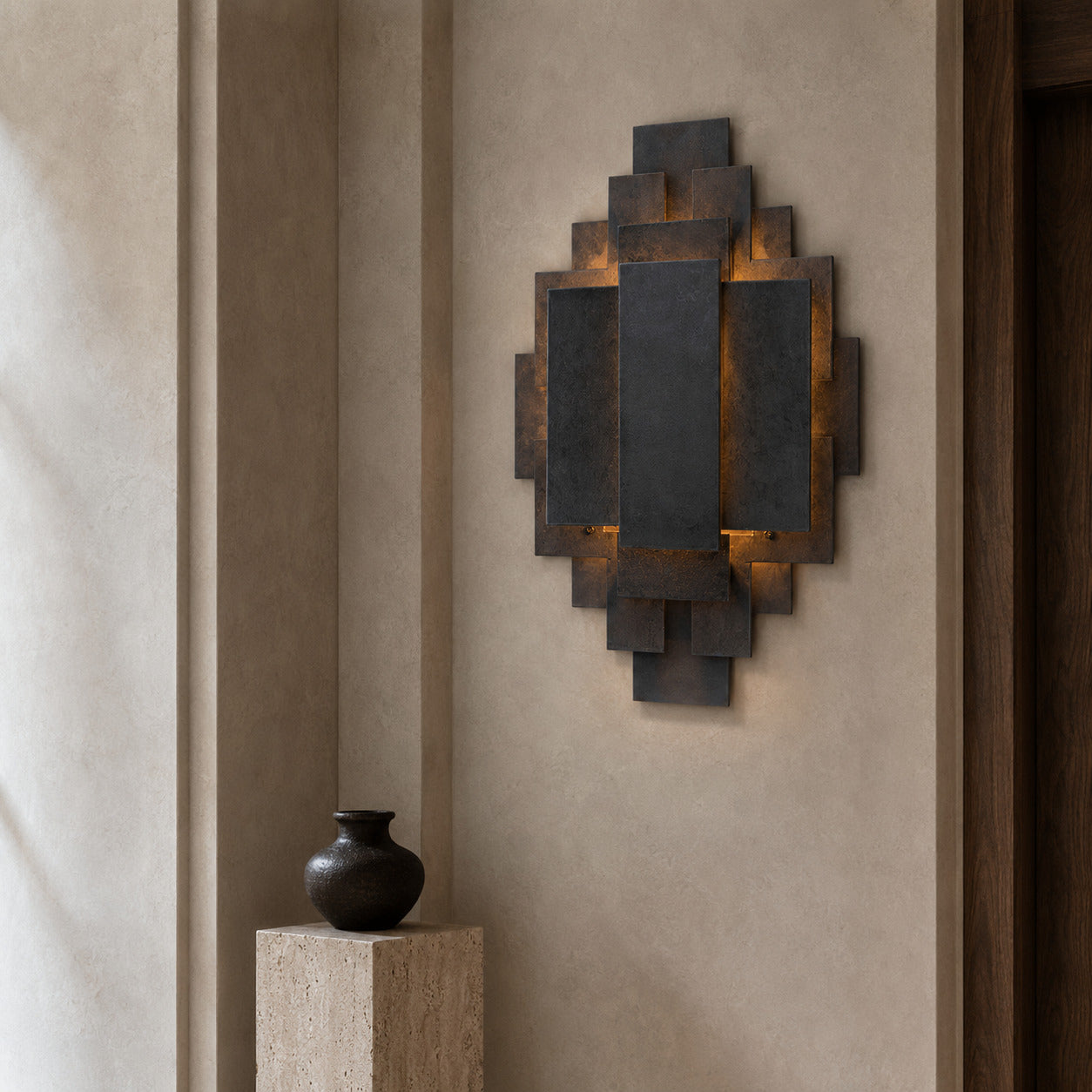 Caden Layered Bronze LED Wall Sconce