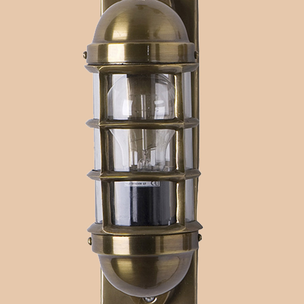Mariner Antique Brass Caged Wall Sconce