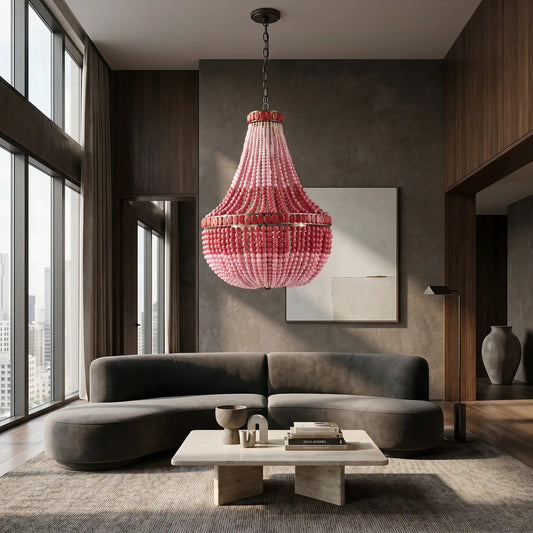 Pink Ombre Beaded Chandelier