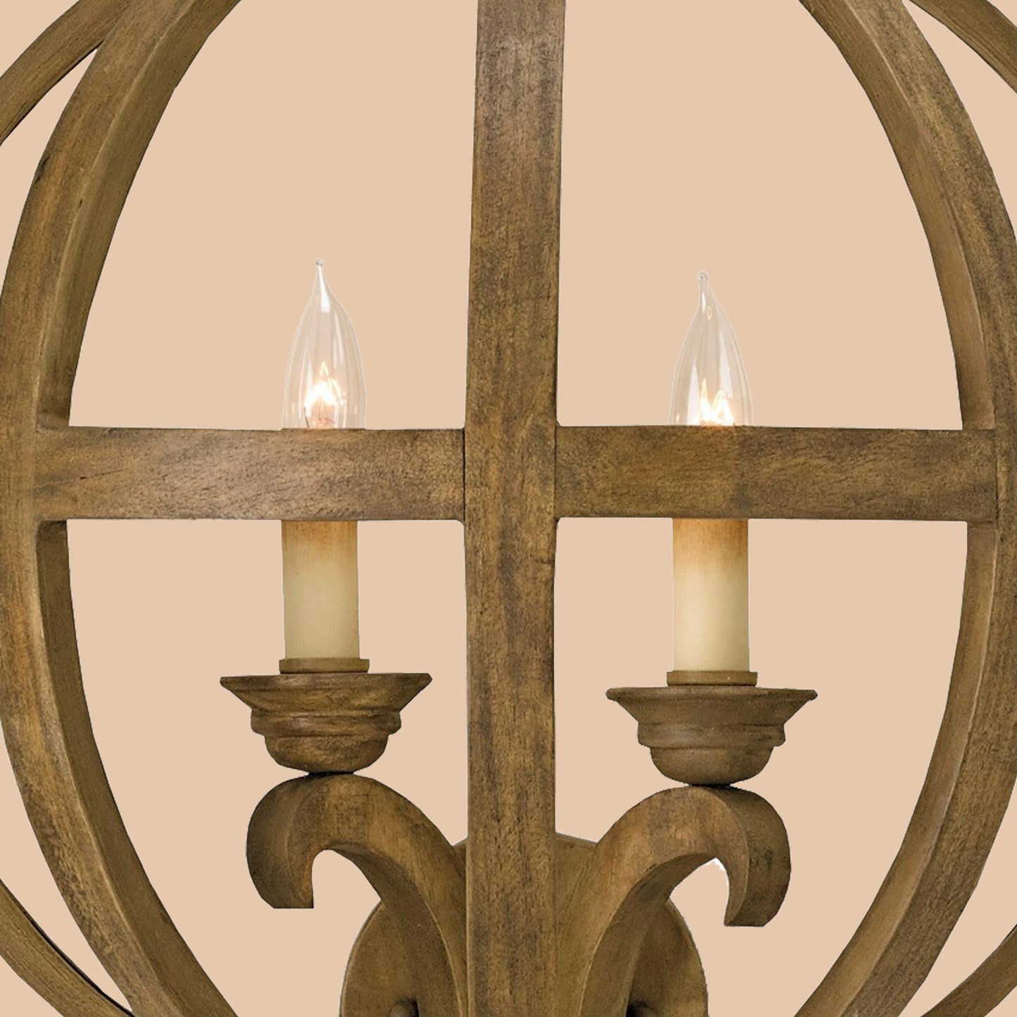 Rustic Wooden Orb Wall Sconce