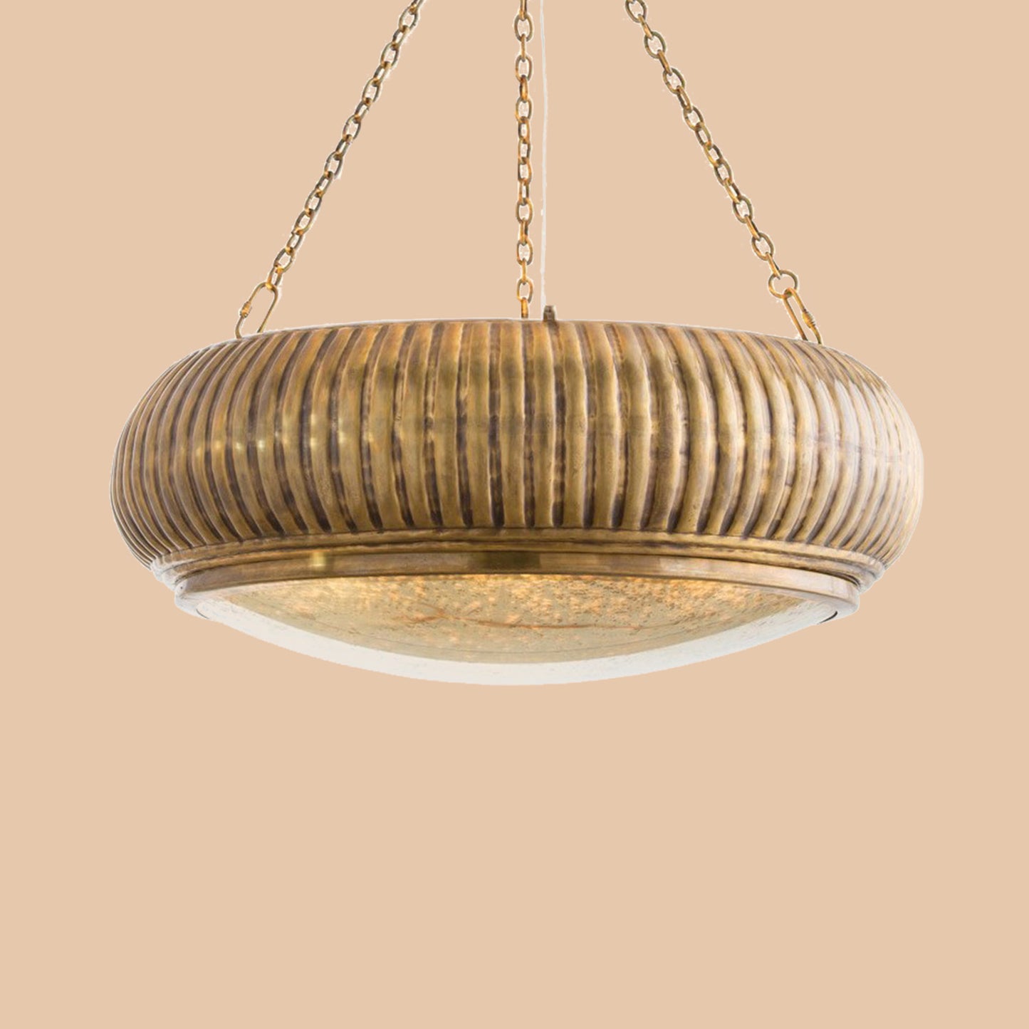 Vintage Ribbed Drum Chandelier