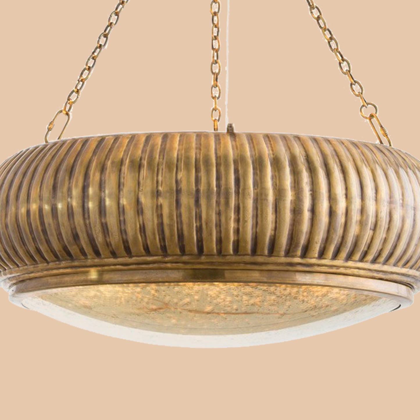 Vintage Ribbed Drum Chandelier
