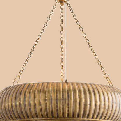 Vintage Ribbed Drum Chandelier