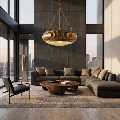 Vintage Ribbed Drum Chandelier