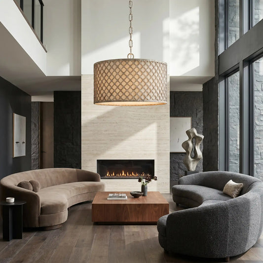 White Beaded Pendant Chandelier