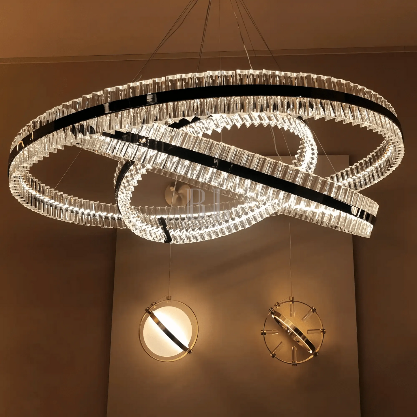 Aquinox 3-Tier Round Crystal Ring LED Chandelier