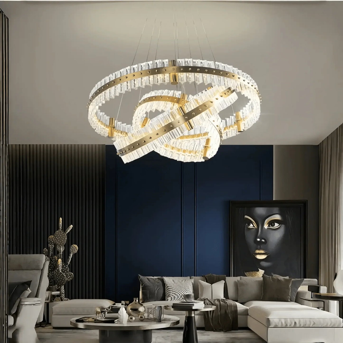 Aquinox 3-Tier Round Crystal Ring LED Chandelier