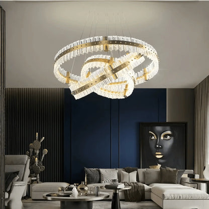 Aquinox 3-Tier Round Crystal Ring LED Chandelier