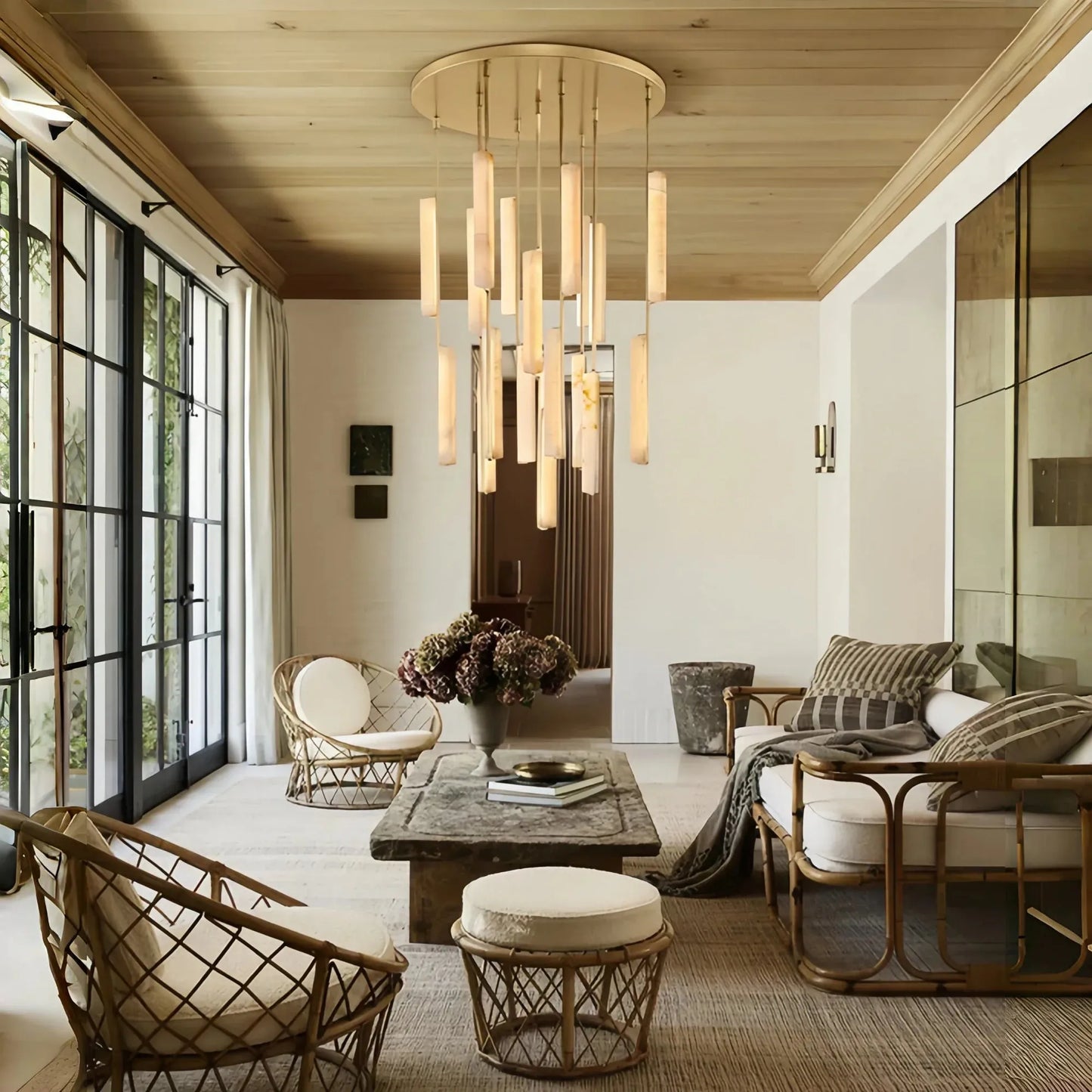 Milano Alabaster Round Chandelier 24'' 40'' 56''