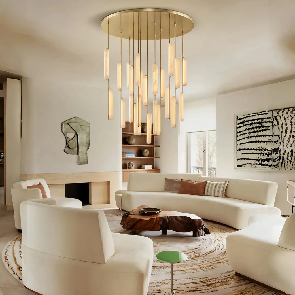 Milano Alabaster Round Chandelier 24'' 40'' 56''