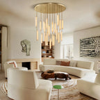 Milano Alabaster Round Chandelier 24'' 40'' 56''