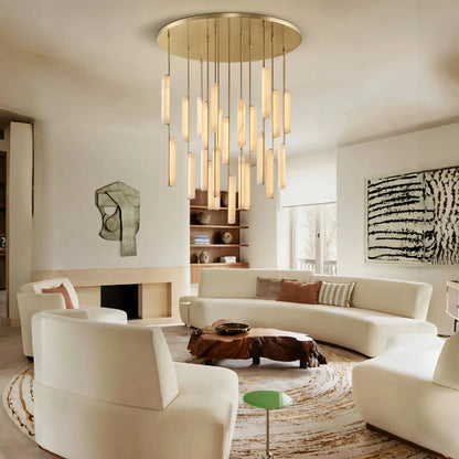 Milano Alabaster Round Chandelier 24'' 40'' 56''