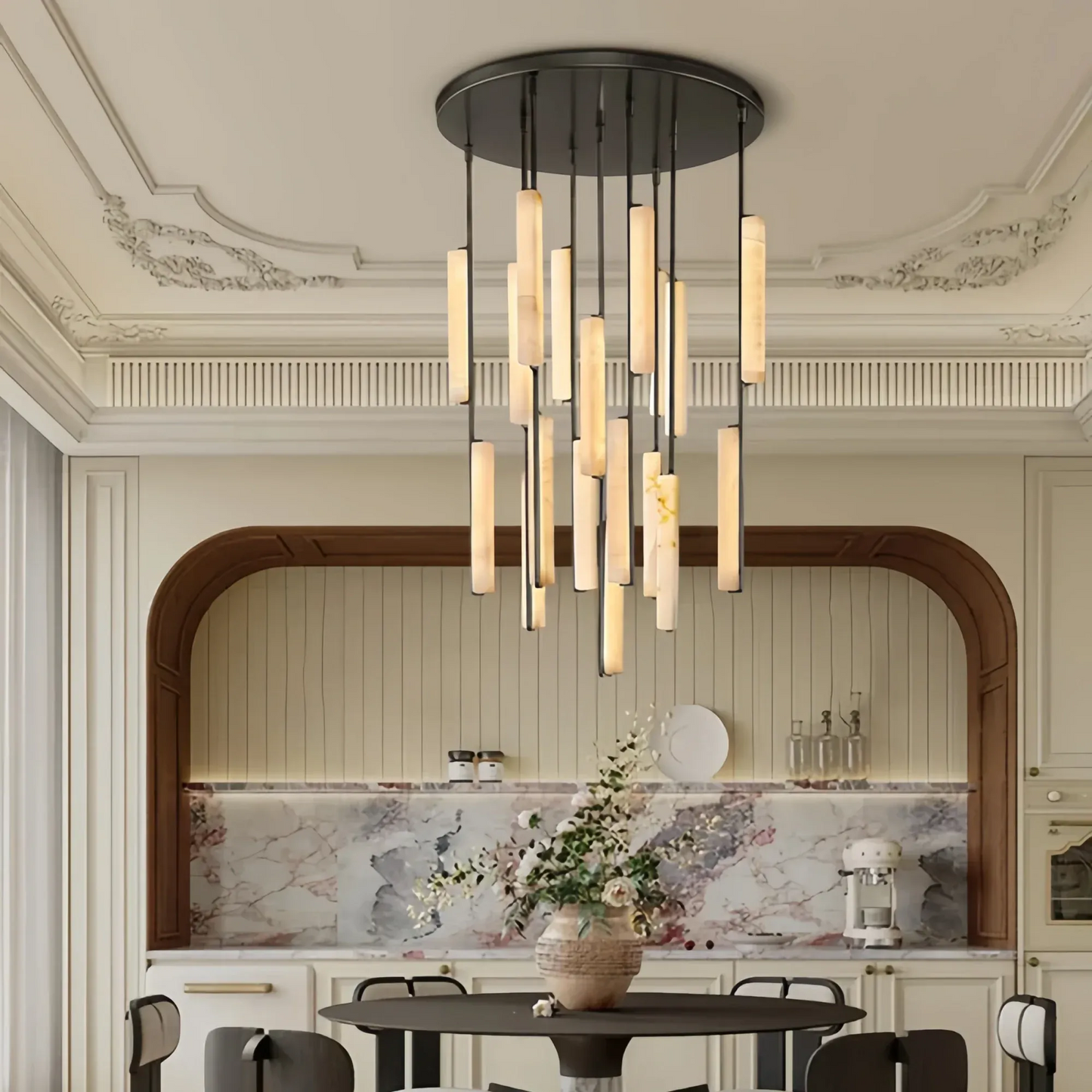 Milano Alabaster Round Chandelier 24'' 40'' 56''