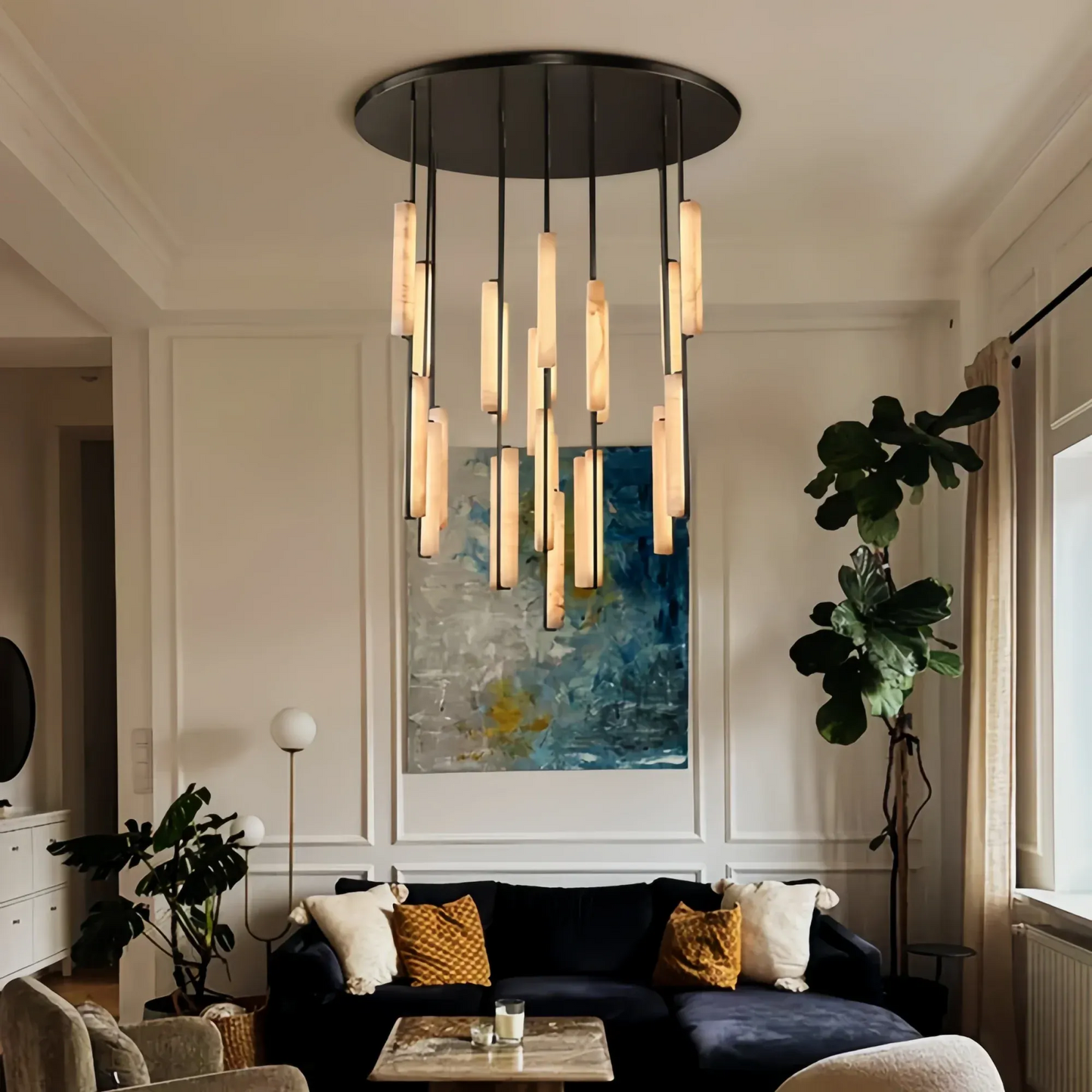 Milano Alabaster Round Chandelier 24'' 40'' 56''
