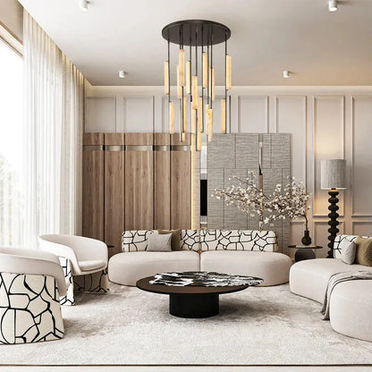 Milano Alabaster Round Chandelier 24'' 40'' 56''
