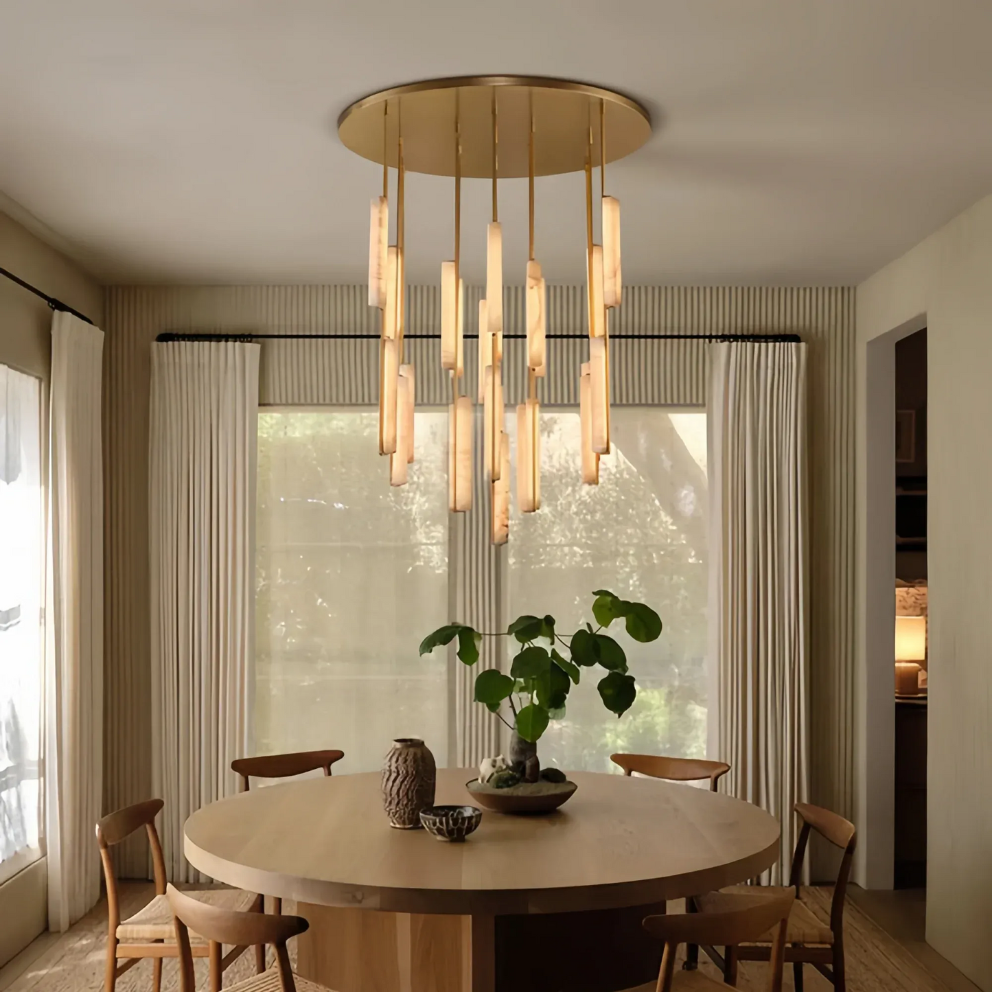 Milano Alabaster Round Chandelier 24'' 40'' 56''