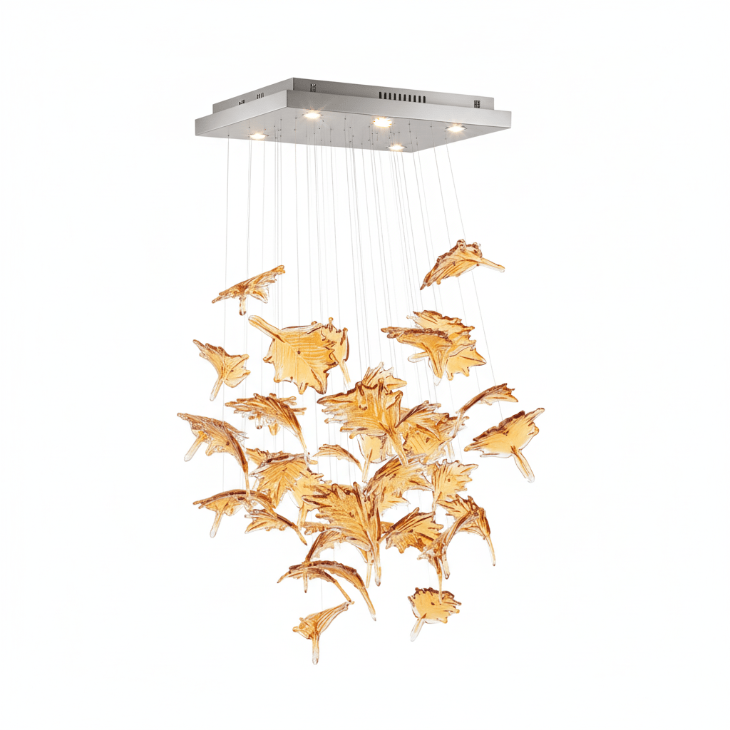 Multicolor Crystal Spiral Maple Leaf Chandelier