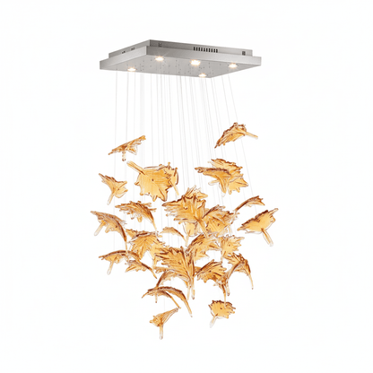 Multicolor Crystal Spiral Maple Leaf Chandelier