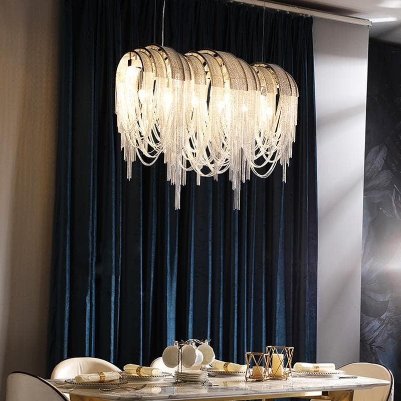 TLL Liz Luxury Hardware Aluminum Chain Long Branch Chandelier