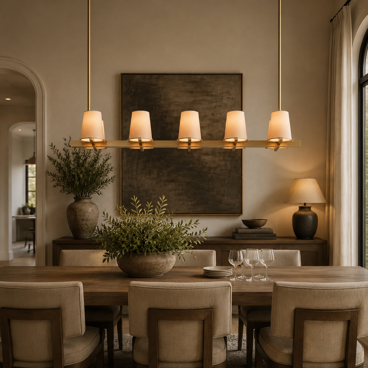 Parenlace Fabric Shade Linear Chandelier