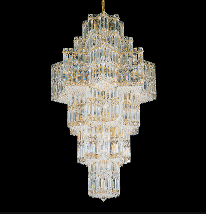 Extra Large Plaza Hall Multi-Tier Crystal Chandelier Foyer Living Room Staircase Ceiling Lighting Fixture In Chrome/Gold Finish