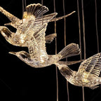Bird Spiral Long Led Chandelier for Staircase and Foyer