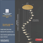 Bird Spiral Long Led Chandelier for Staircase and Foyer