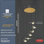 Bird Spiral Long Led Chandelier for Staircase and Foyer