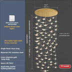Bird Spiral Long Led Chandelier for Staircase and Foyer