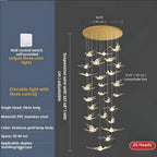 Bird Spiral Long Led Chandelier for Staircase and Foyer