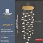 Bird Spiral Long Led Chandelier for Staircase and Foyer