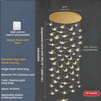 Bird Spiral Long Led Chandelier for Staircase and Foyer
