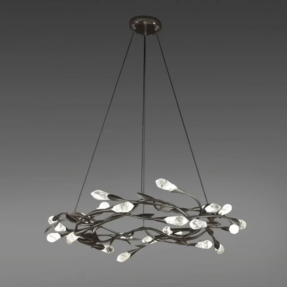 Modern Linear/Round Floral Branches Crystal Chandelier