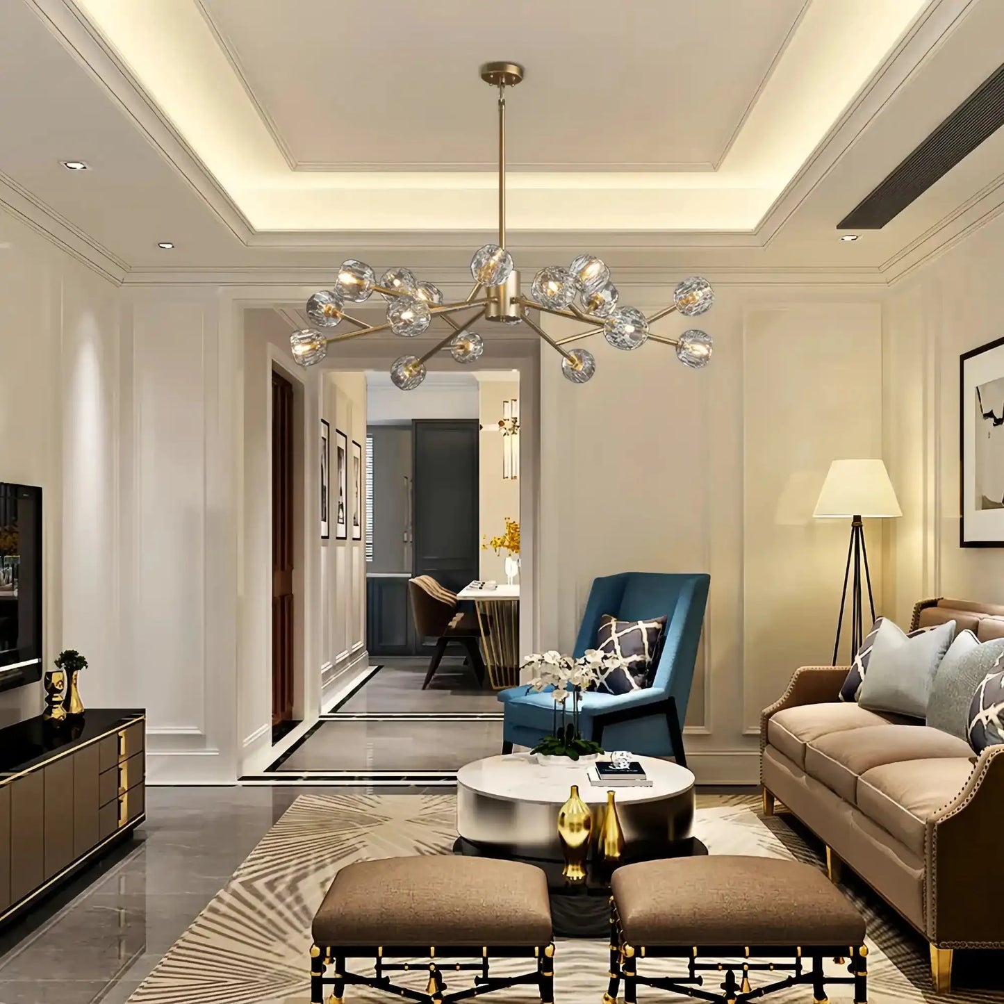 Bouble De Crystal Modern Round Chandelier