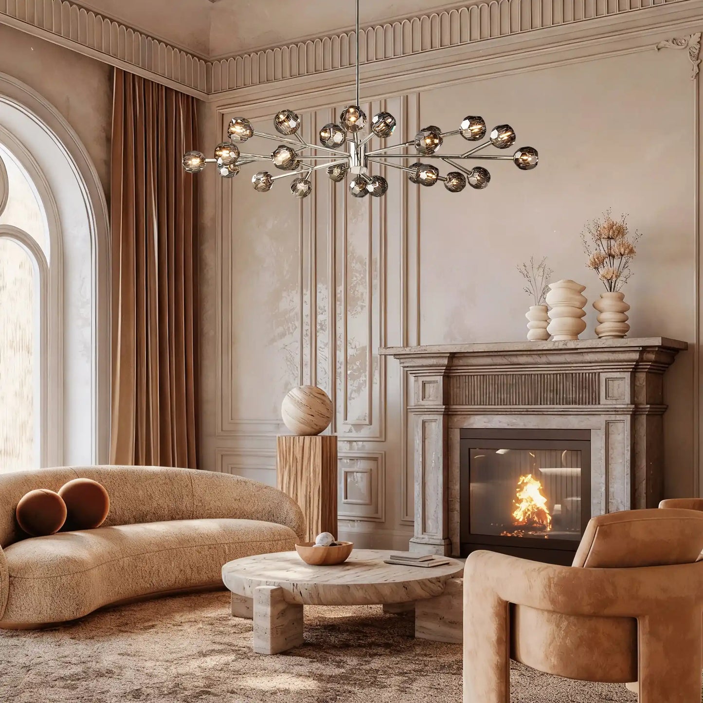 Bouble De Crystal Modern Round Chandelier