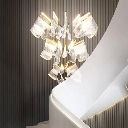Extra Large Modern Paper Chandelier For Staircase / Foyer Villa Hall Ceiling