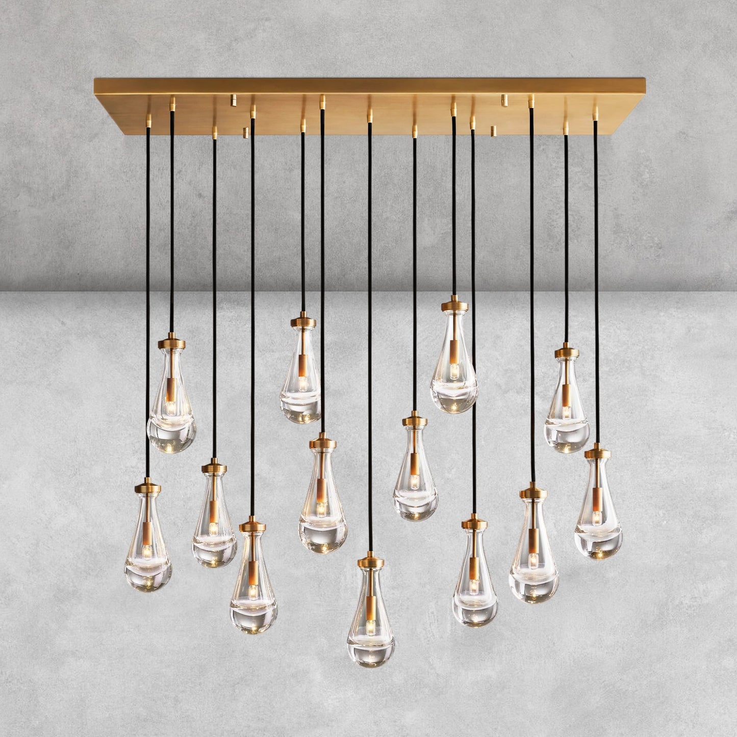 Raindrop Glass Linear Chandelier 54'' 72''