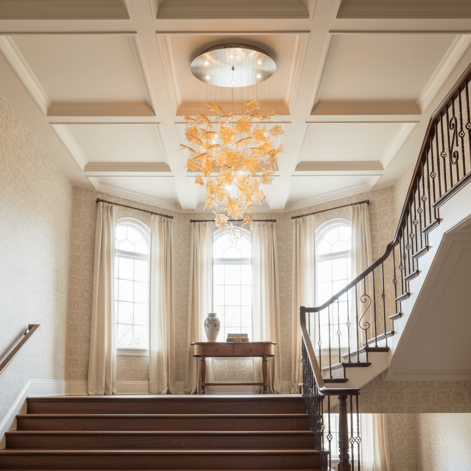 Multicolor Crystal Spiral Maple Leaf Chandelier