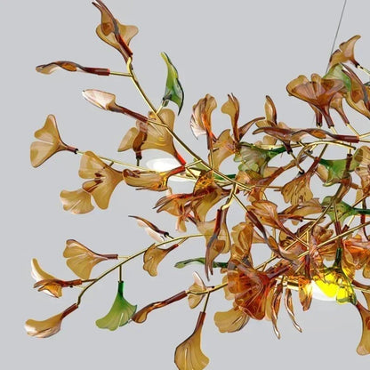 Calla Ginko Leaf Linear Chandelier
