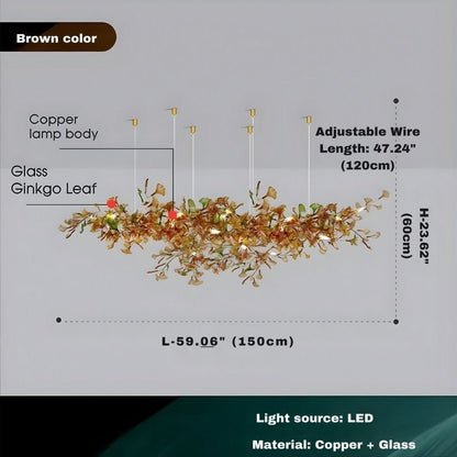 Calla Ginko Leaf Linear Chandelier