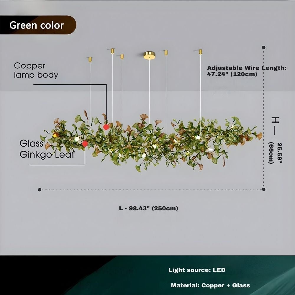 Calla Ginko Leaf Linear Chandelier