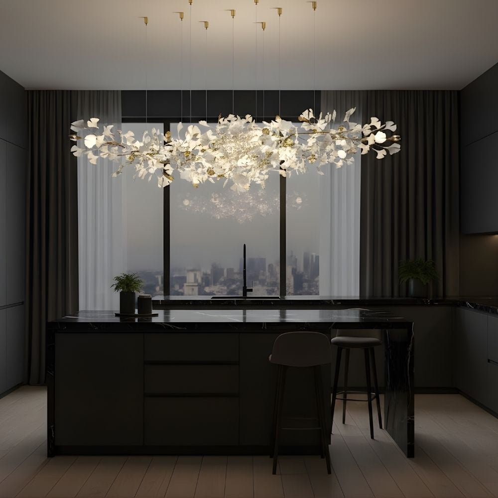 Calla Ginko Leaf Linear Chandelier