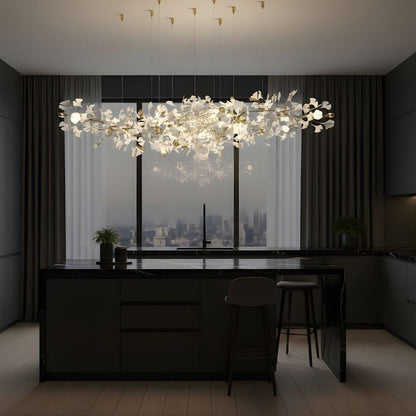 Calla Ginko Leaf Linear Chandelier