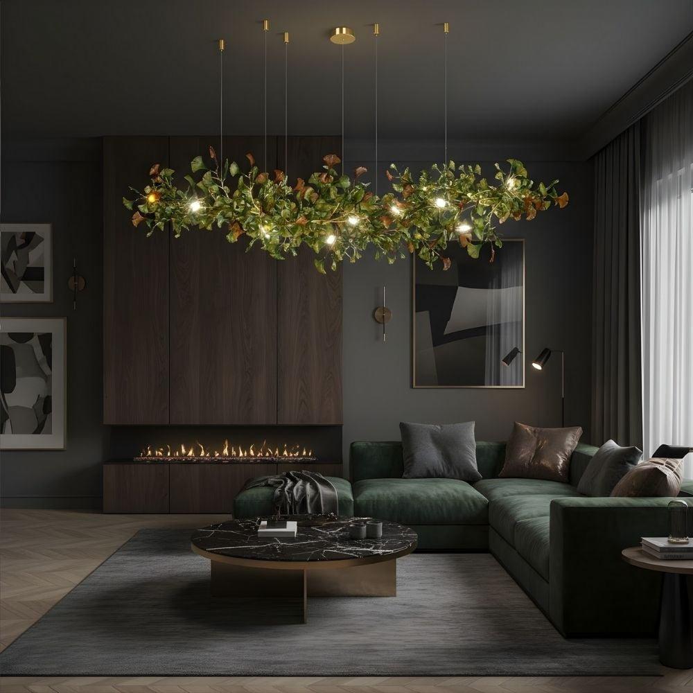 Calla Ginko Leaf Linear Chandelier