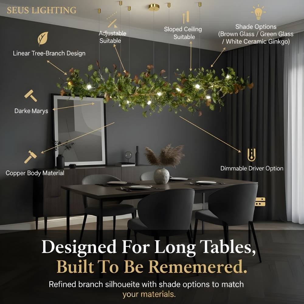 Calla Ginko Leaf Linear Chandelier