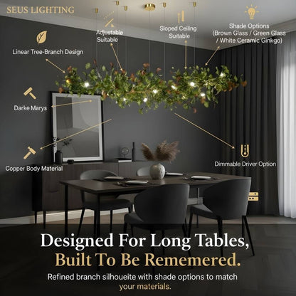 Calla Ginko Leaf Linear Chandelier