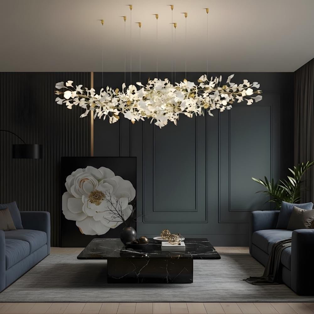 Calla Ginko Leaf Linear Chandelier