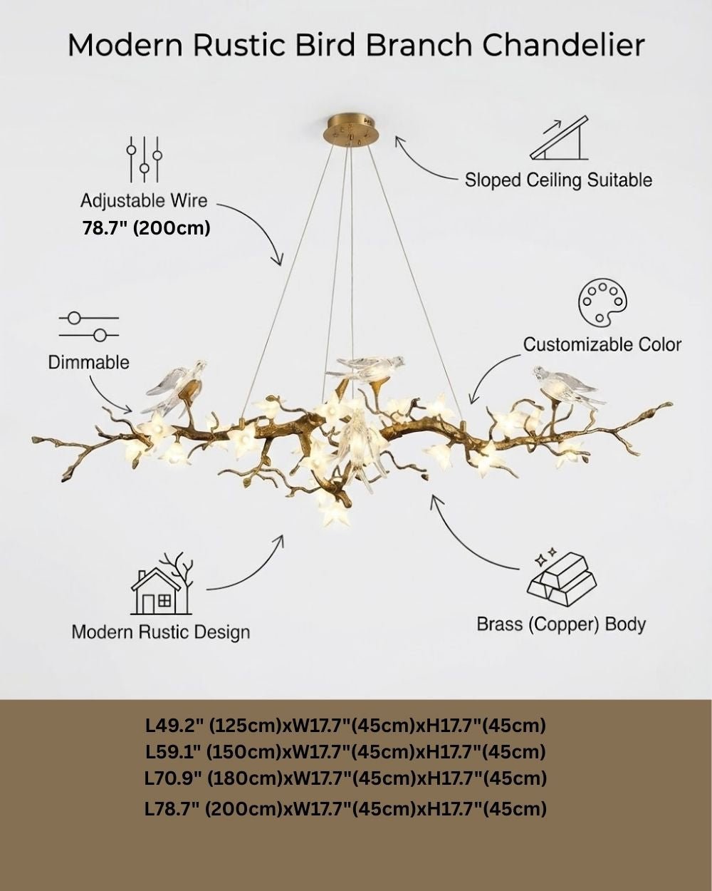 Calyx Bird Branch Chandelier for Dining Room