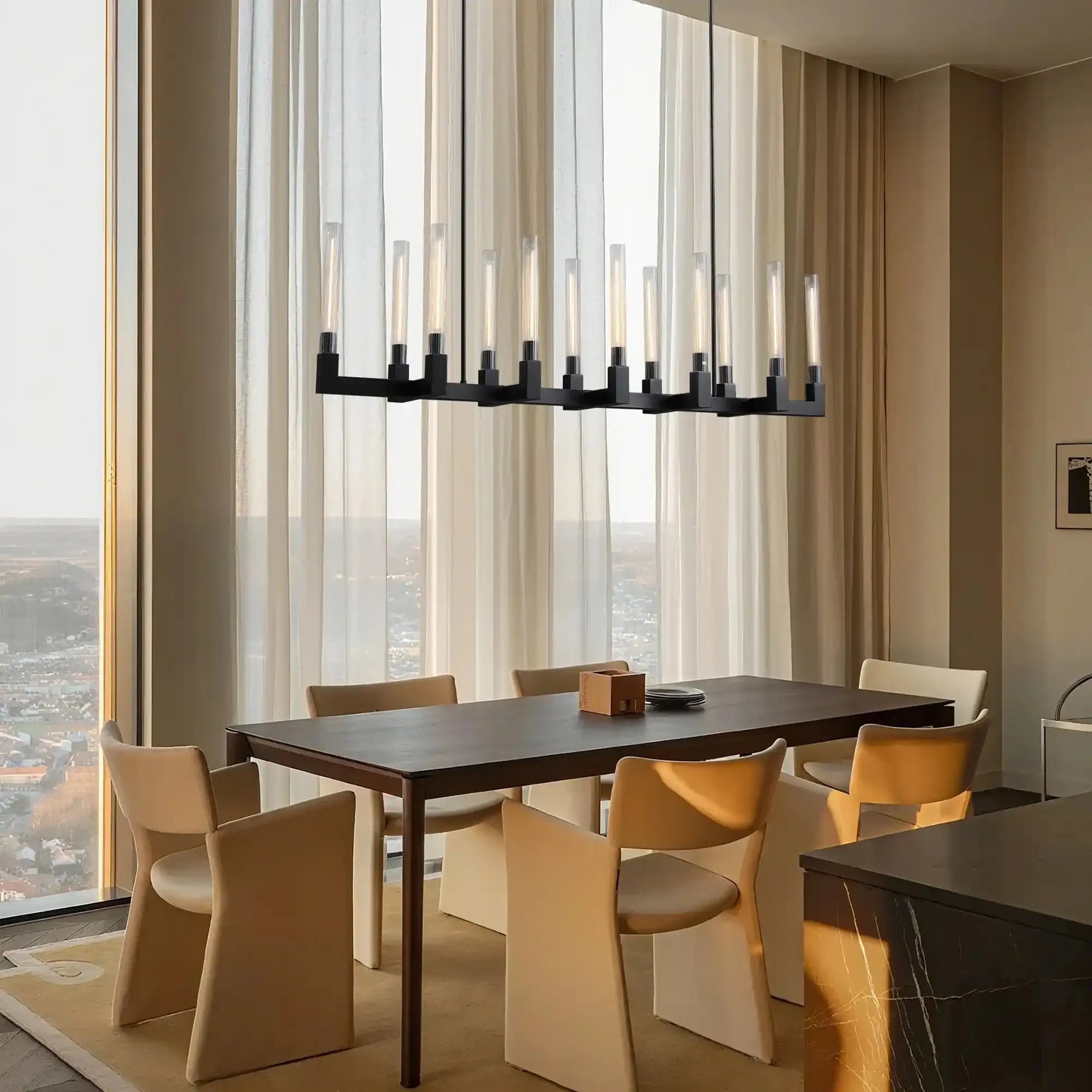 Pulse Candlestick Glass Linear Chandelier