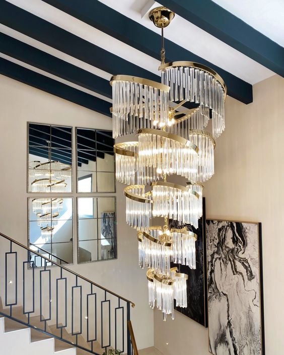 Oversized Modern Designer Creative Multi-tiered Luxury Spiral Crystal Chandelier For High-ceiling Foyer/Entryway/Hallway